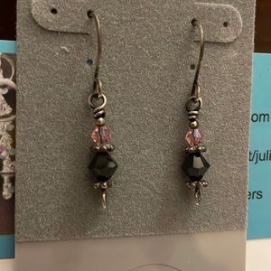Custom wire wrapped quartz crystals with Swarovski accents & sterling ear wires